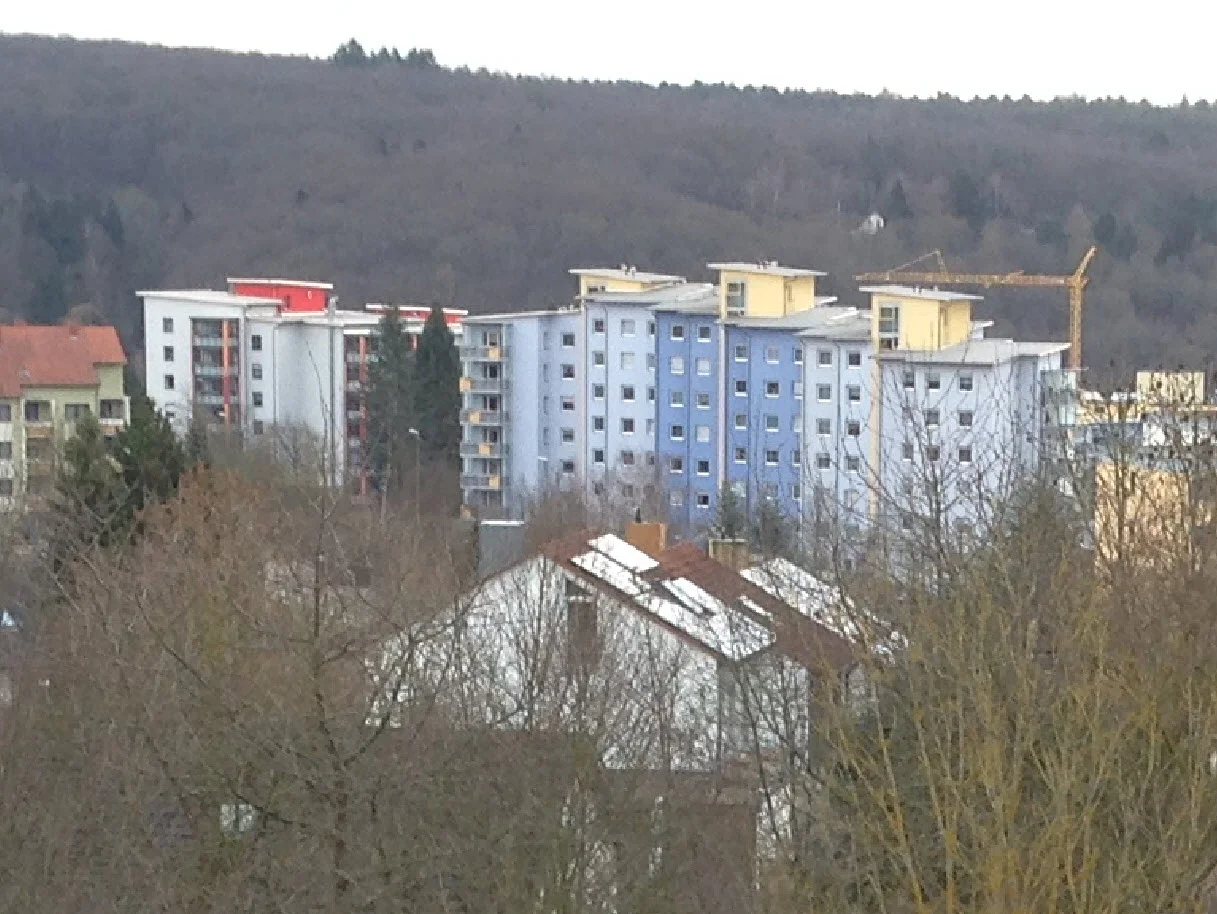 Bauverein-Wohnanlage aus der Luft